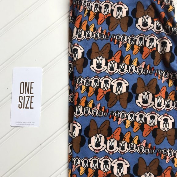 Disney Lularoe OS ONE SIZE leggings Mickey Minnie Mouse Adventureland blue women - Picture 1 of 4